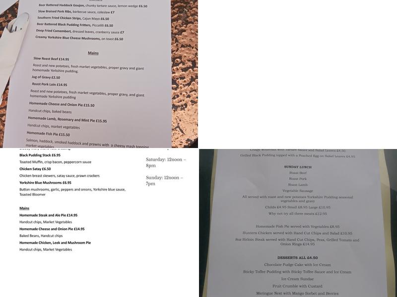The Golden Lion Menu