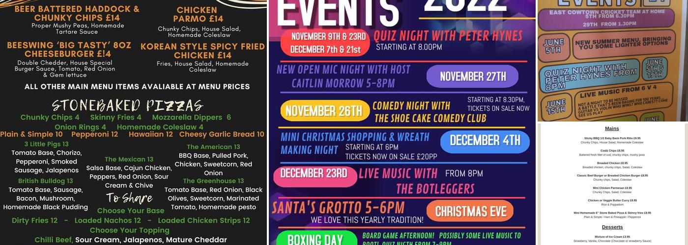 The Beeswing Inn Menu