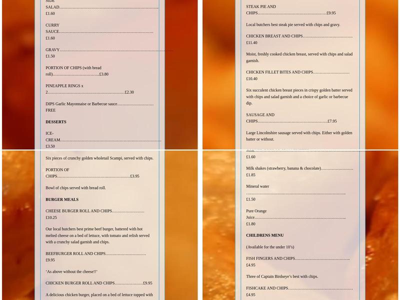 White Horse Cafe Menu