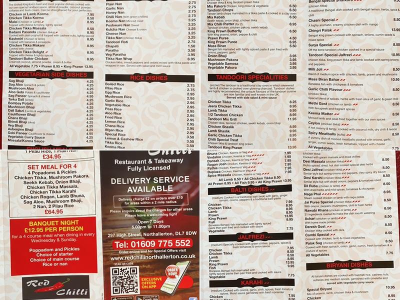 Red Chilli Menu
