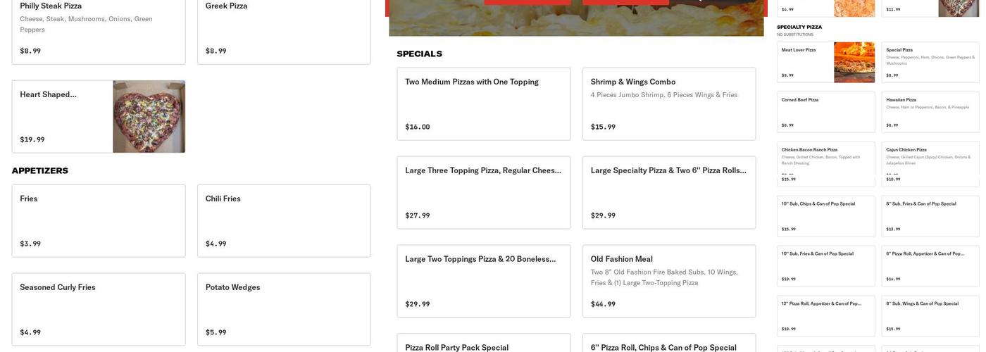 Pizza Roll Menu