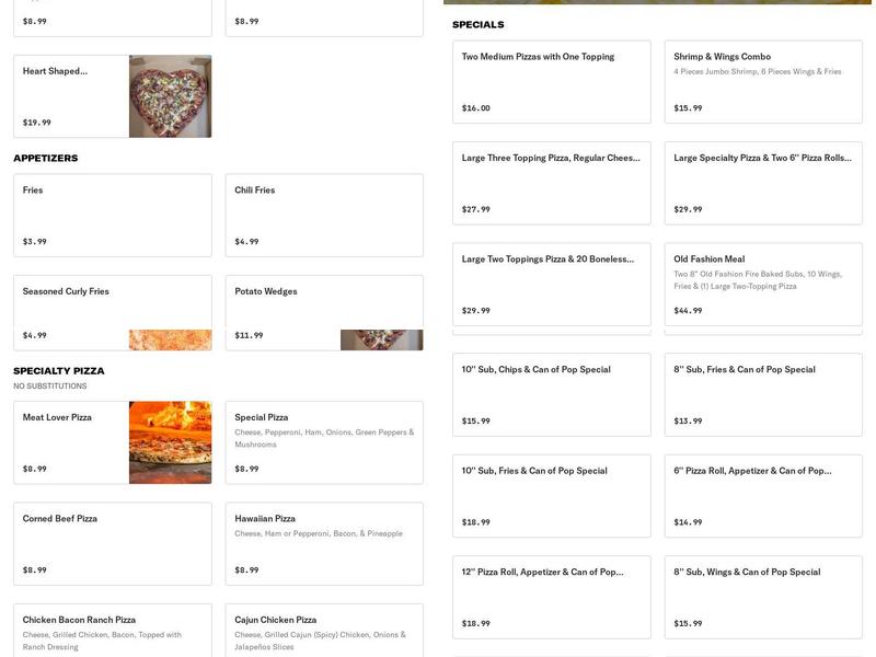 Pizza Roll Menu