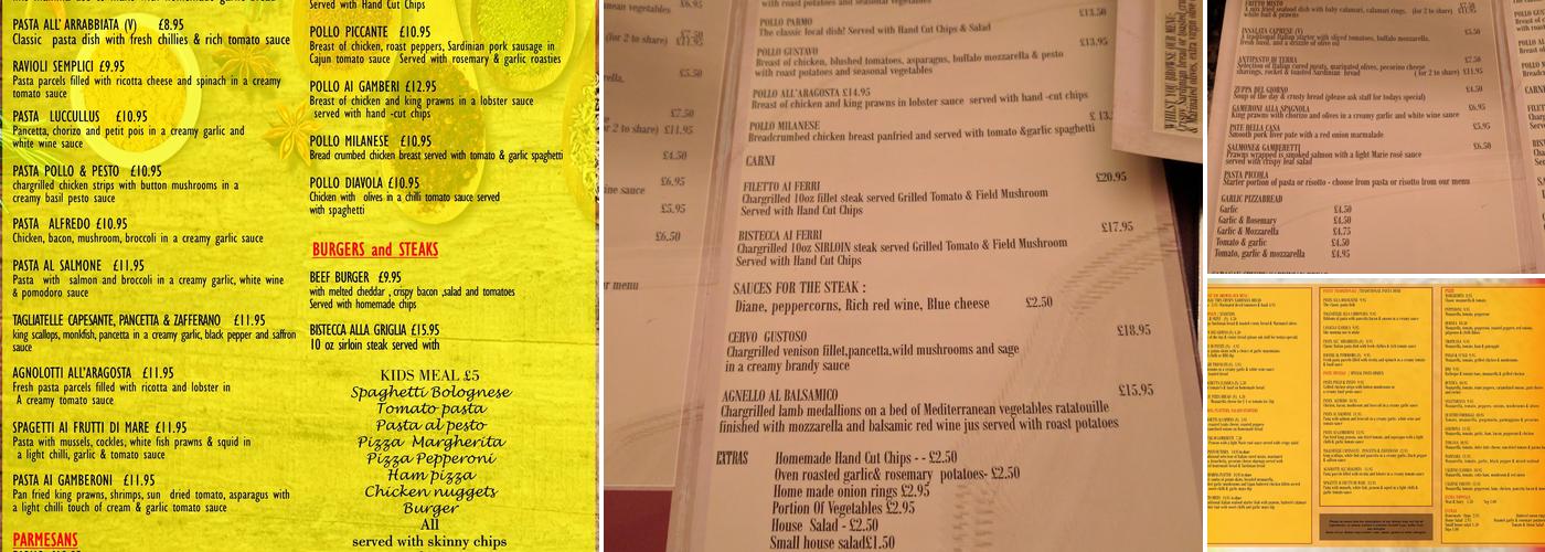 Sergio's Italian restaurant-café Menu