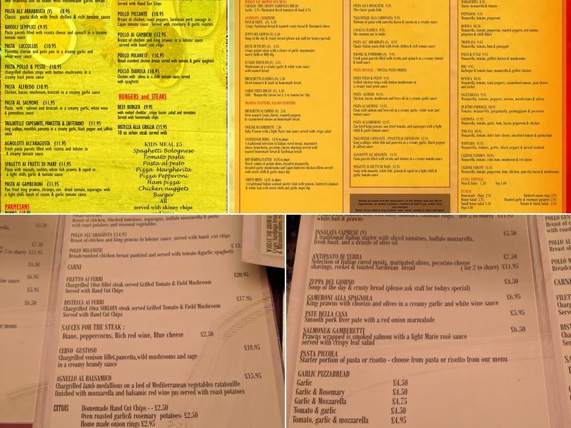 Sergio's Italian restaurant-café Menu