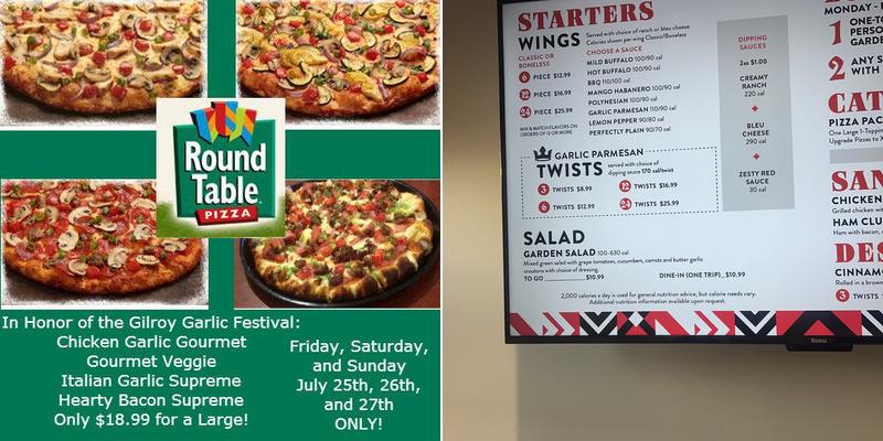 Round Table Pizza Menu