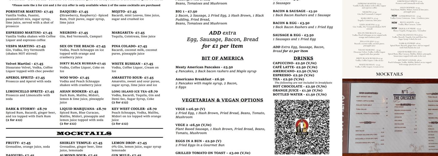 No.1 The Crescent Menu
