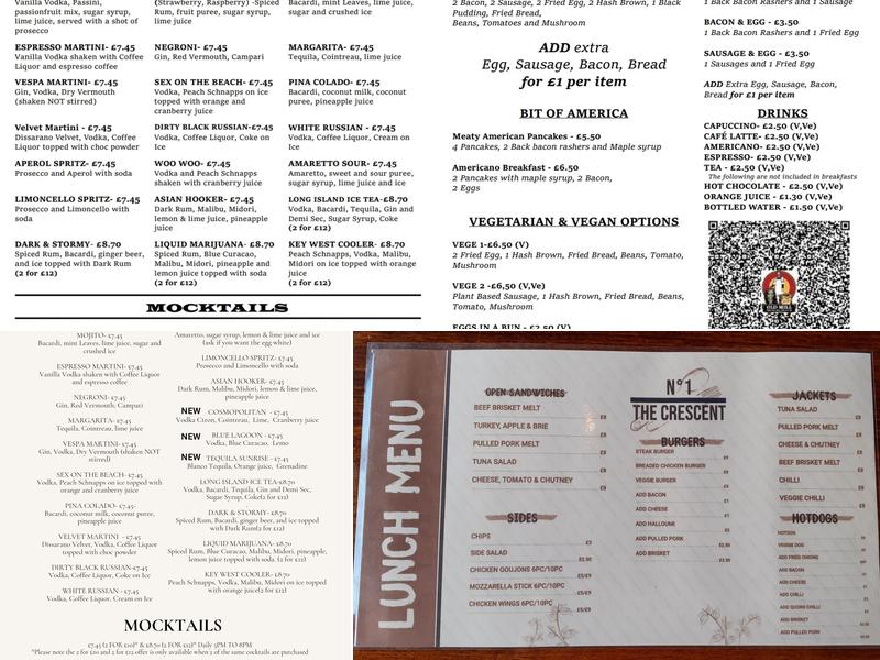 No.1 The Crescent Menu