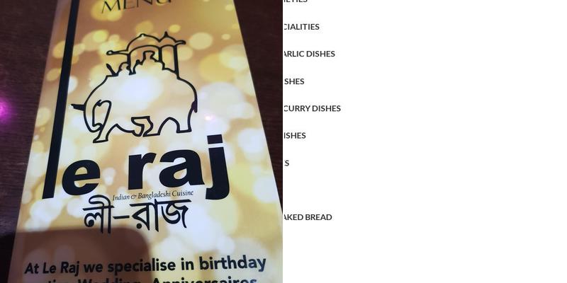 Le Raj Menu