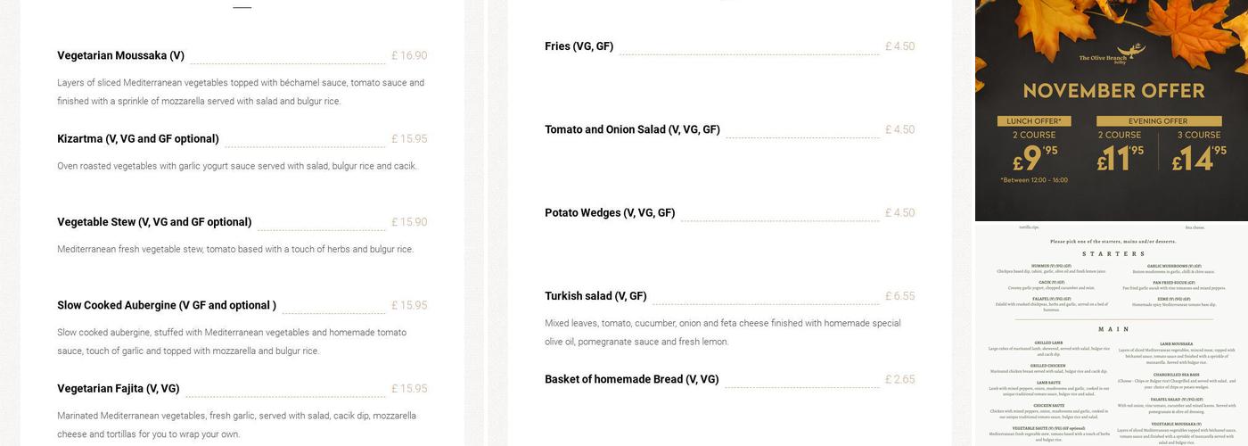 The Olive Branch Bistro Menu