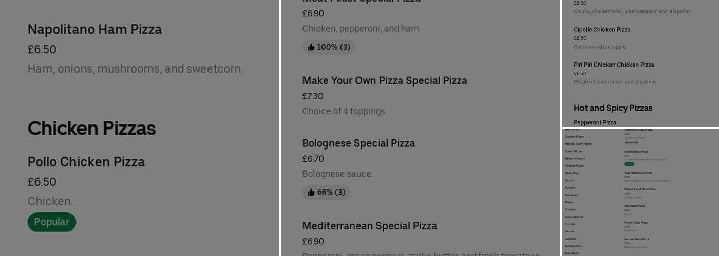 Pizza delight Menu