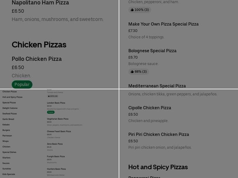 Pizza delight Menu