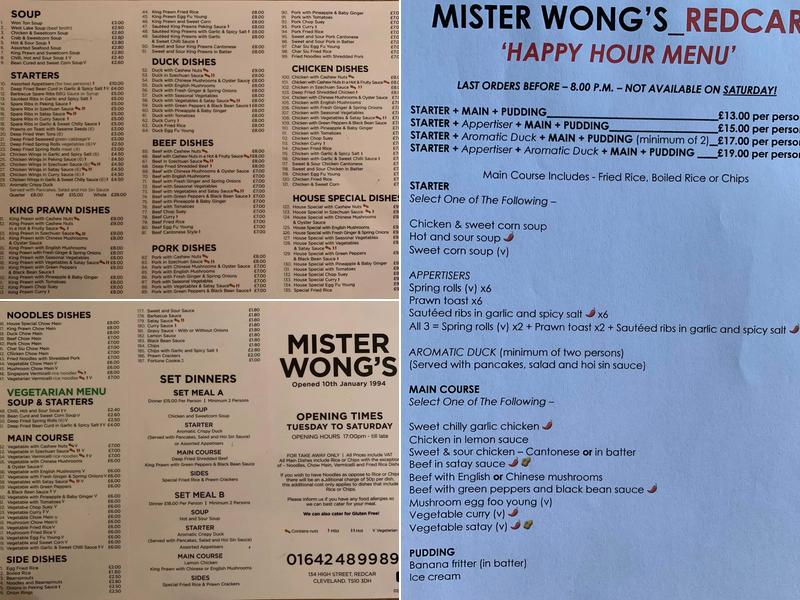 Mr Wong's Menu