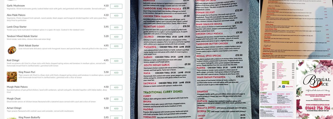 Bengal Spice Menu