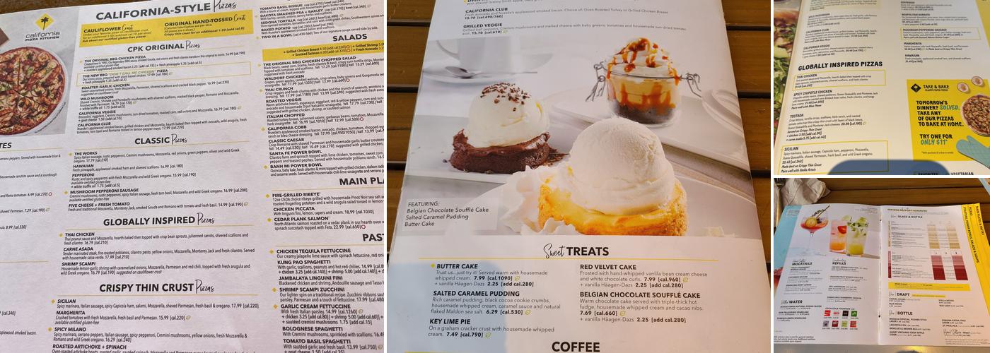California Pizza Kitchen at Ka Makana Ali’i Menu