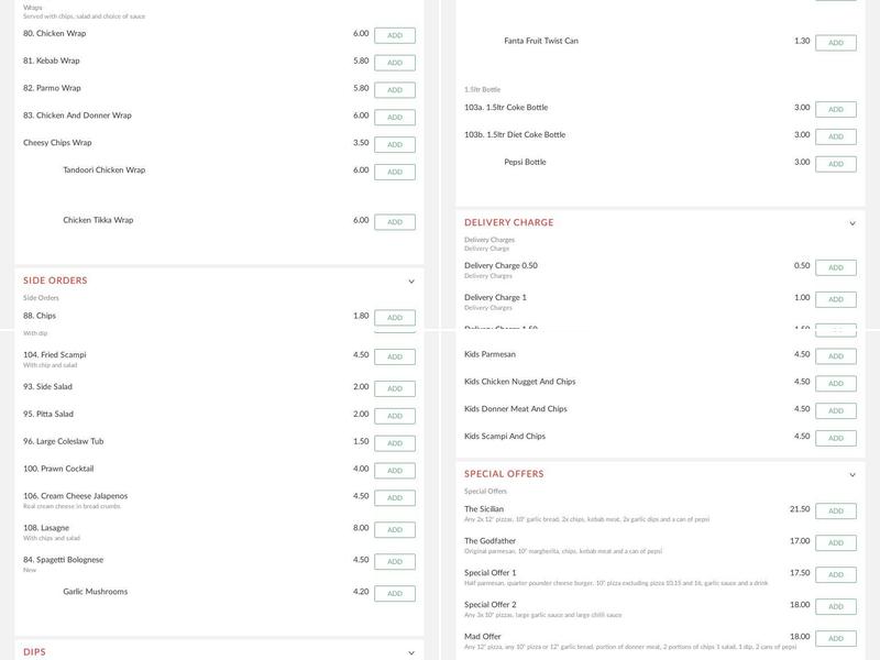 Soprano's Pizzas Menu