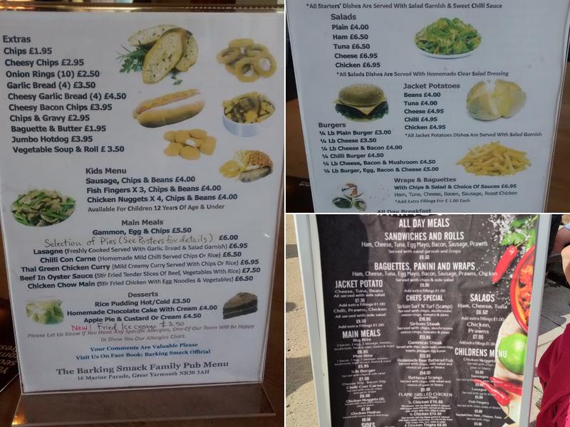 The Barking Smack Menu