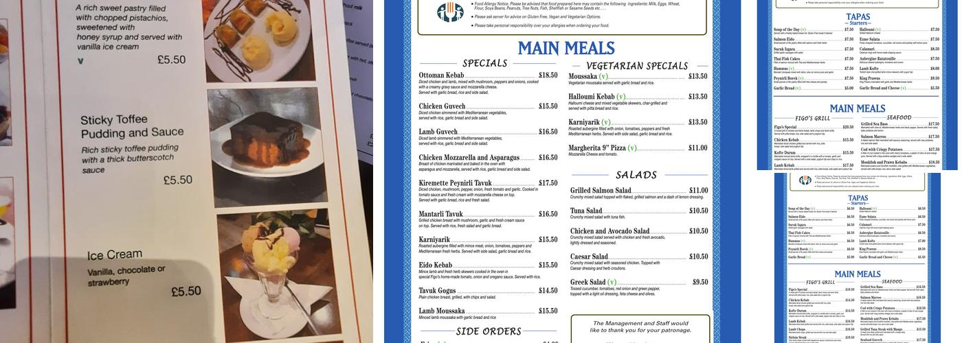 Figo's Mediterranean Kitchen Menu