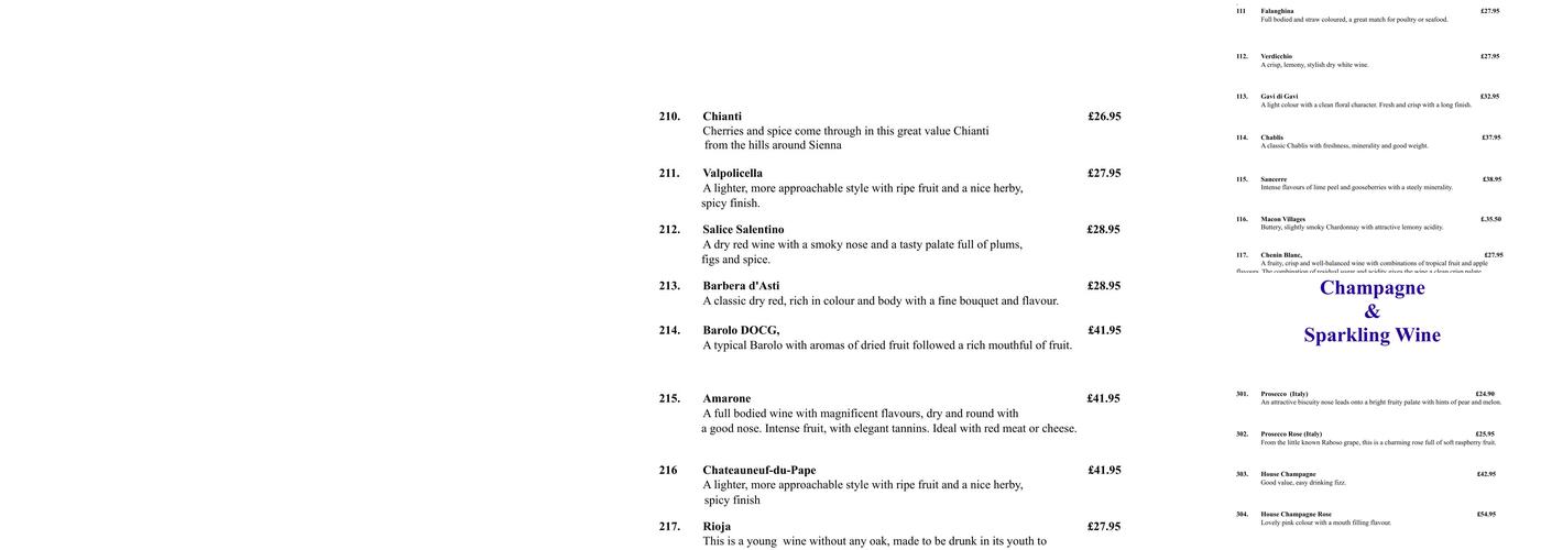 Andre's Restaurant Menu