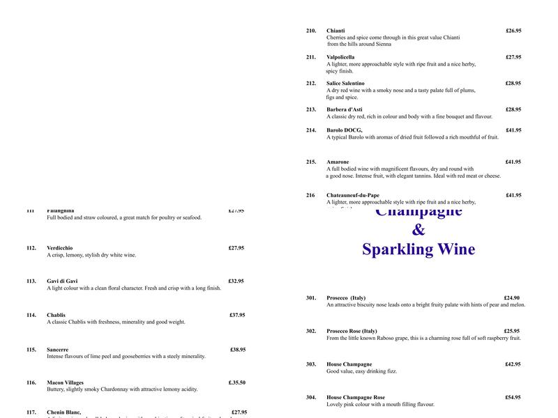 Andre's Restaurant Menu