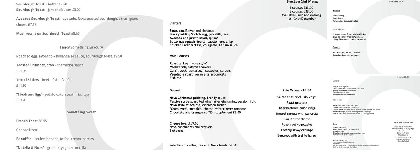 Nova Restaurant Menu