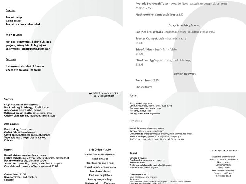 Nova Restaurant Menu