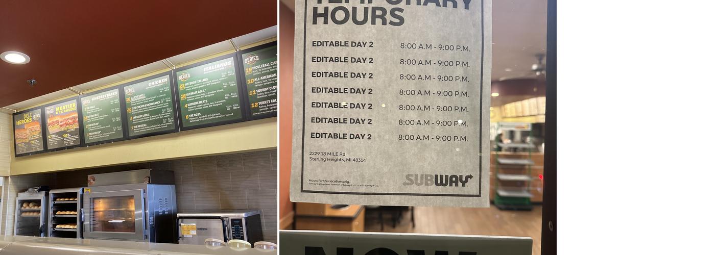 Subway Menu