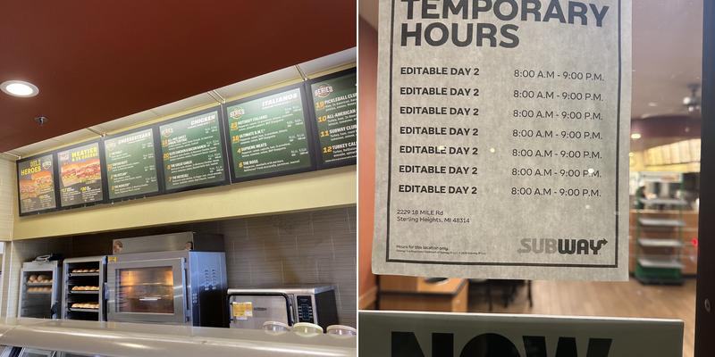 Subway Menu