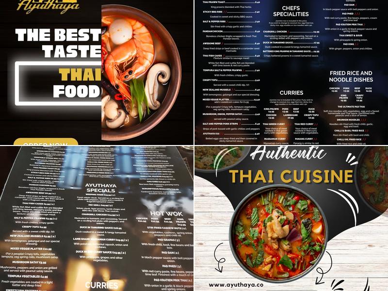 Ayuthaya Restaurant Menu