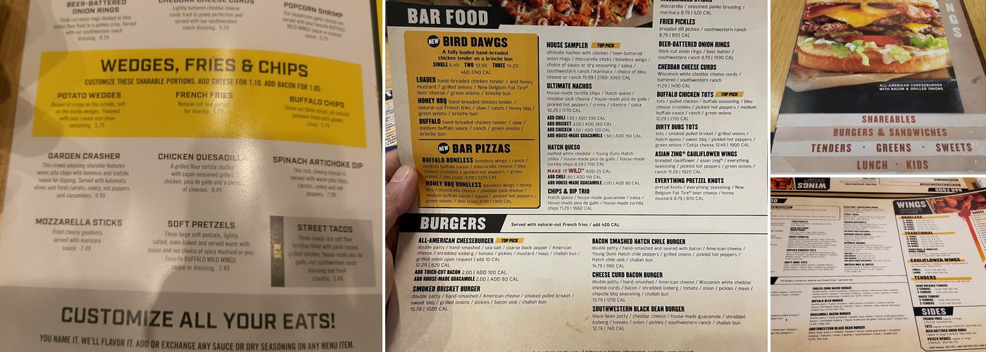 Buffalo Wild Wings Menu