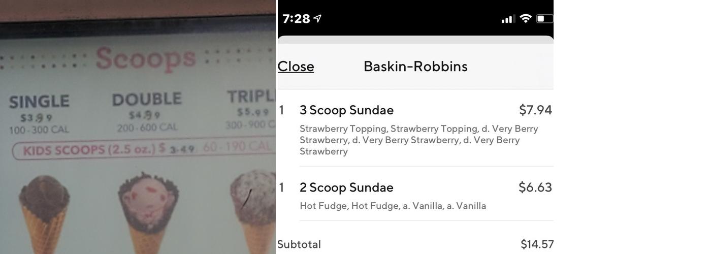 Baskin-Robbins Menu