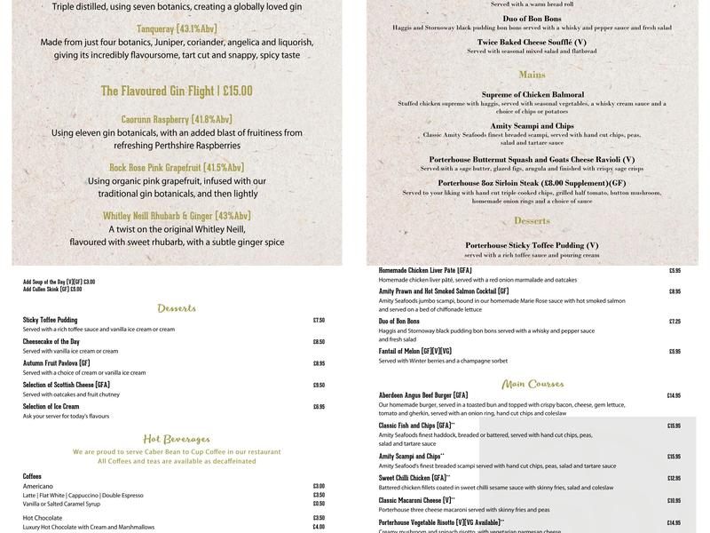 Porterhouse Steakhouse Menu