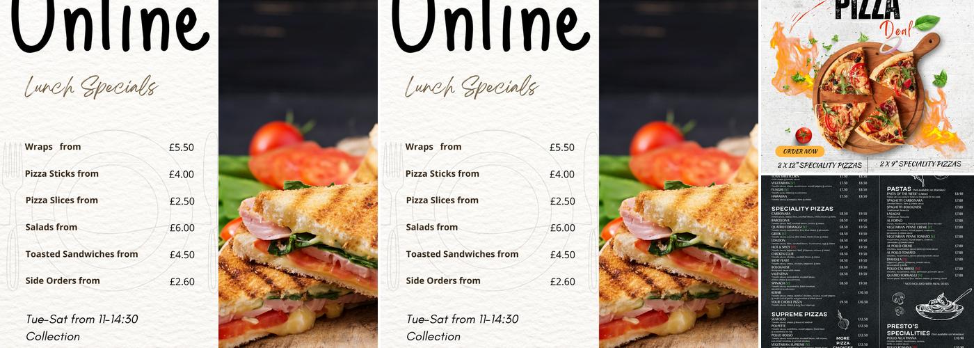 Presto Takeaway Menu