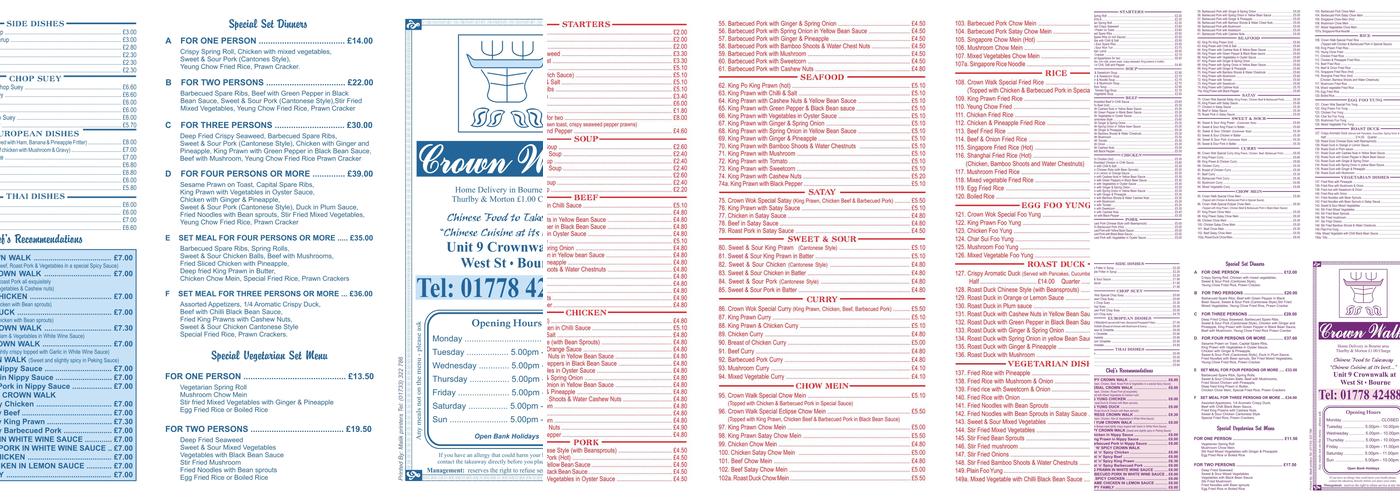 Crown Wok Chinese Takeaway Menu