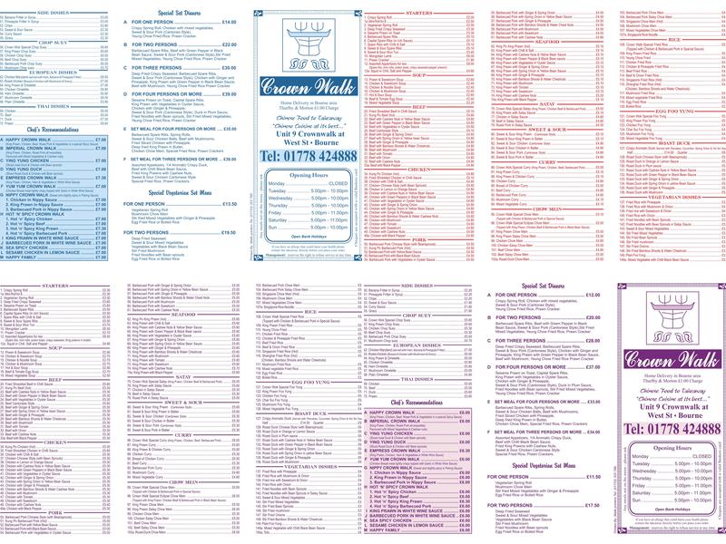 Crown Wok Chinese Takeaway Menu