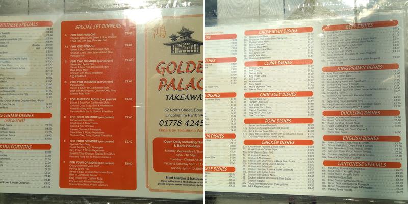 Golden Palace Menu