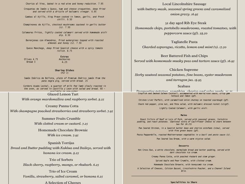 The Five Bells Menu