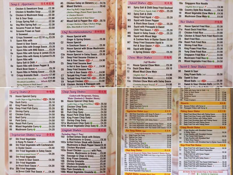 Coral House Menu