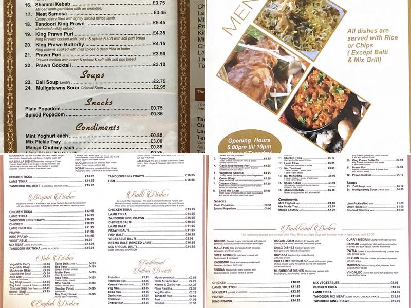 Raj Mohal Menu