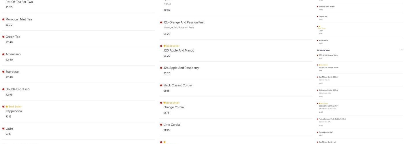 Marrakesh Restaurant Menu