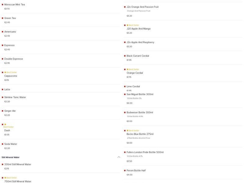 Marrakesh Restaurant Menu