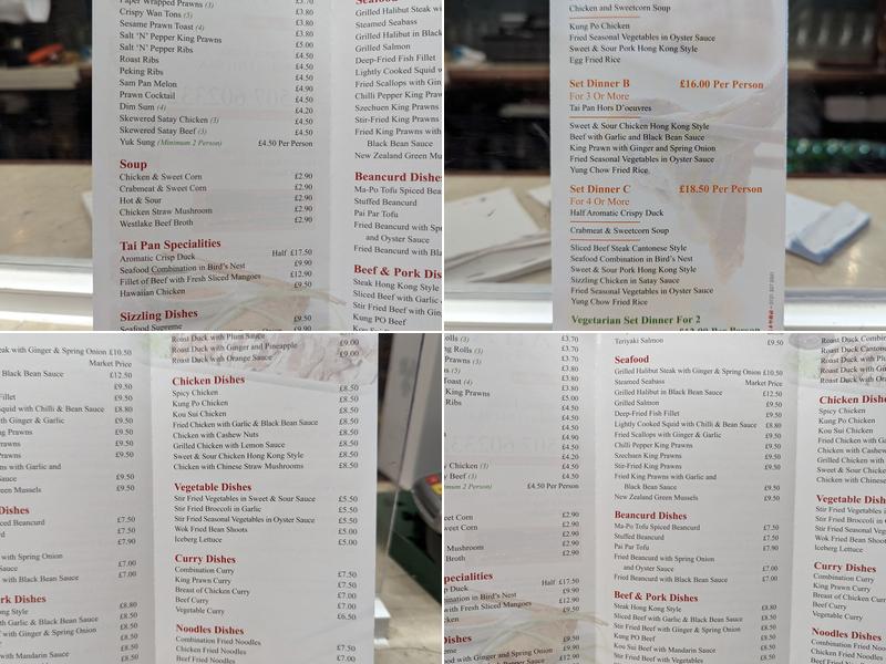 Tai Pan Menu