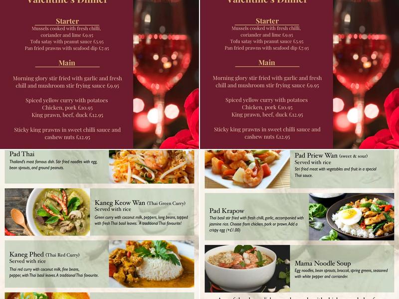 Thai Sabai Ltd Menu