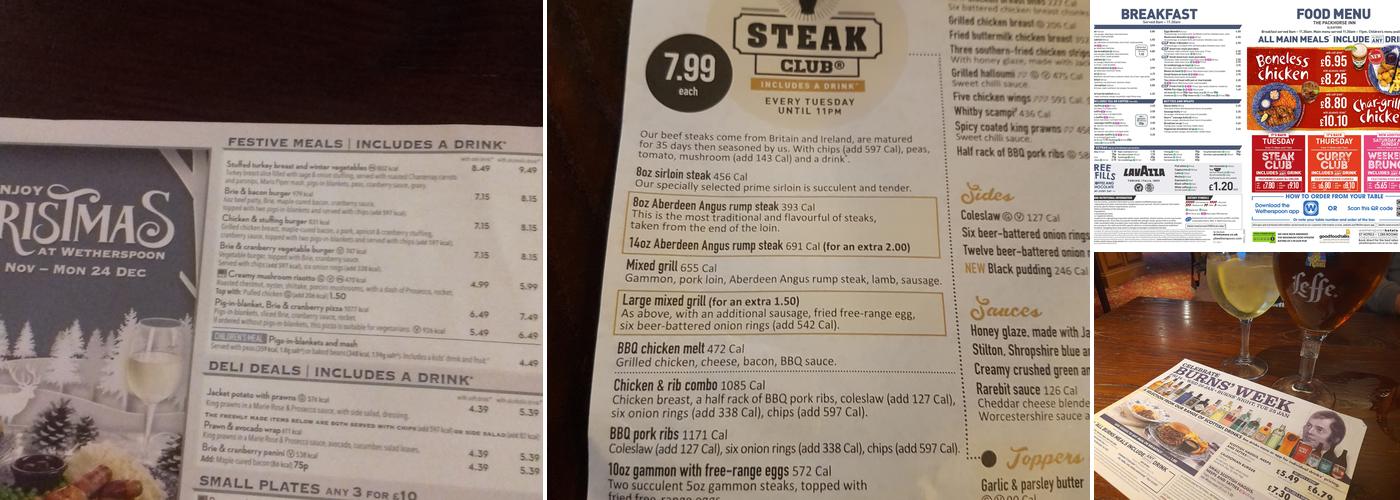 The Packhorse Inn - JD Wetherspoon Menu
