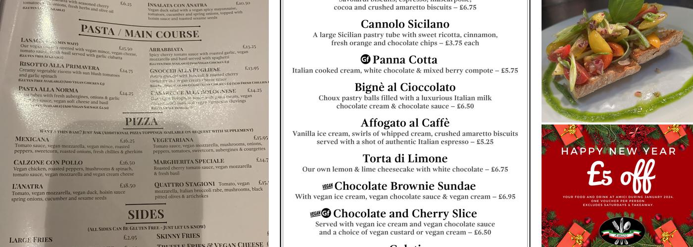 Amici Restaurant Menu