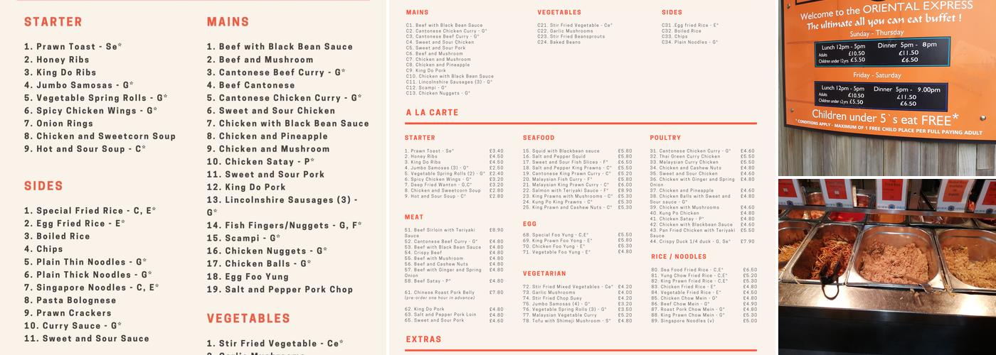 Oriental Express Menu