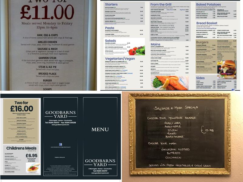 Goodbarns Yard Menu
