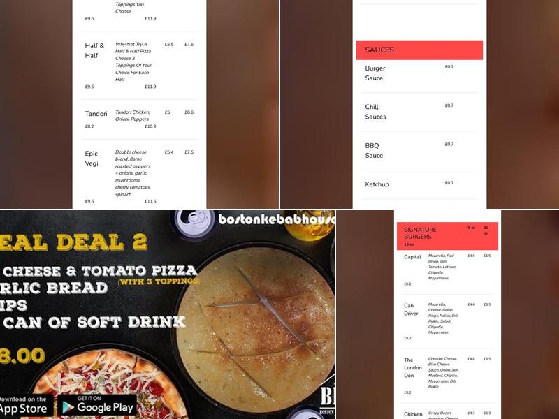 Boston Kebab & Pizza House Menu
