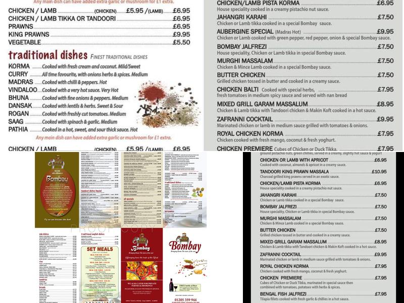 Bombay Brasserie Menu