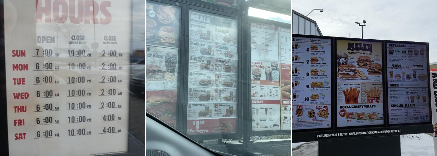 Burger King Menu