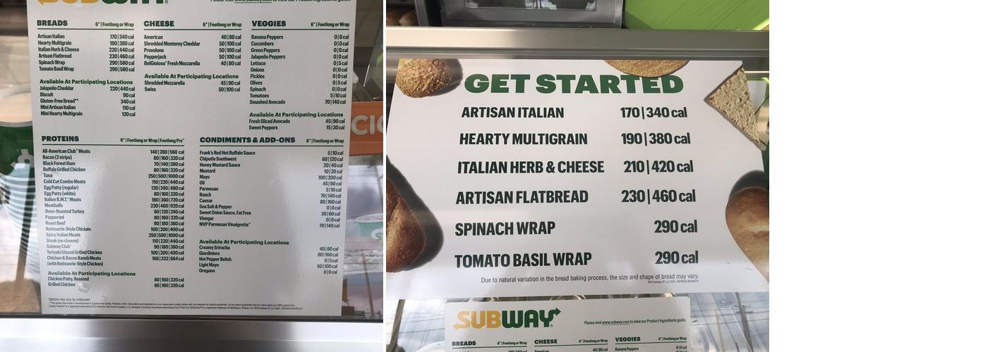 Subway Menu